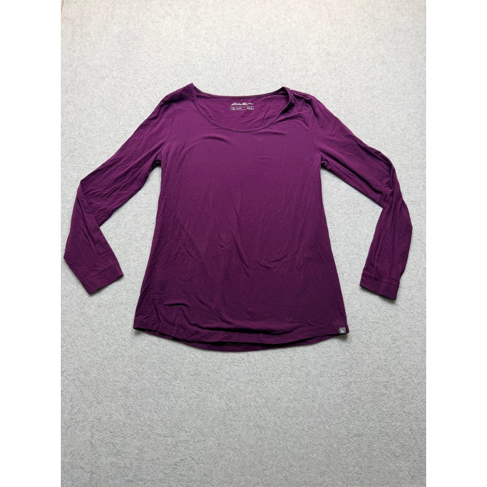 Eddie Bauer Outdoor Womens Plum Purple Long Sleeve Scoop Neck Top Large